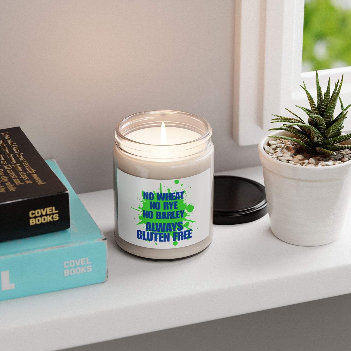 No Wheat, Rye, Barley, gluten free soy scented candle - in context