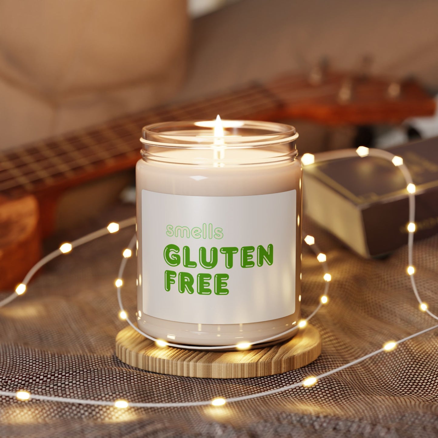 Smells Gluten Free Candle With fairy lights