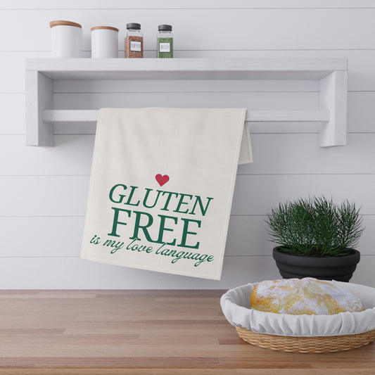  Gluten Free Love Language Towel  - hanging in kitchen