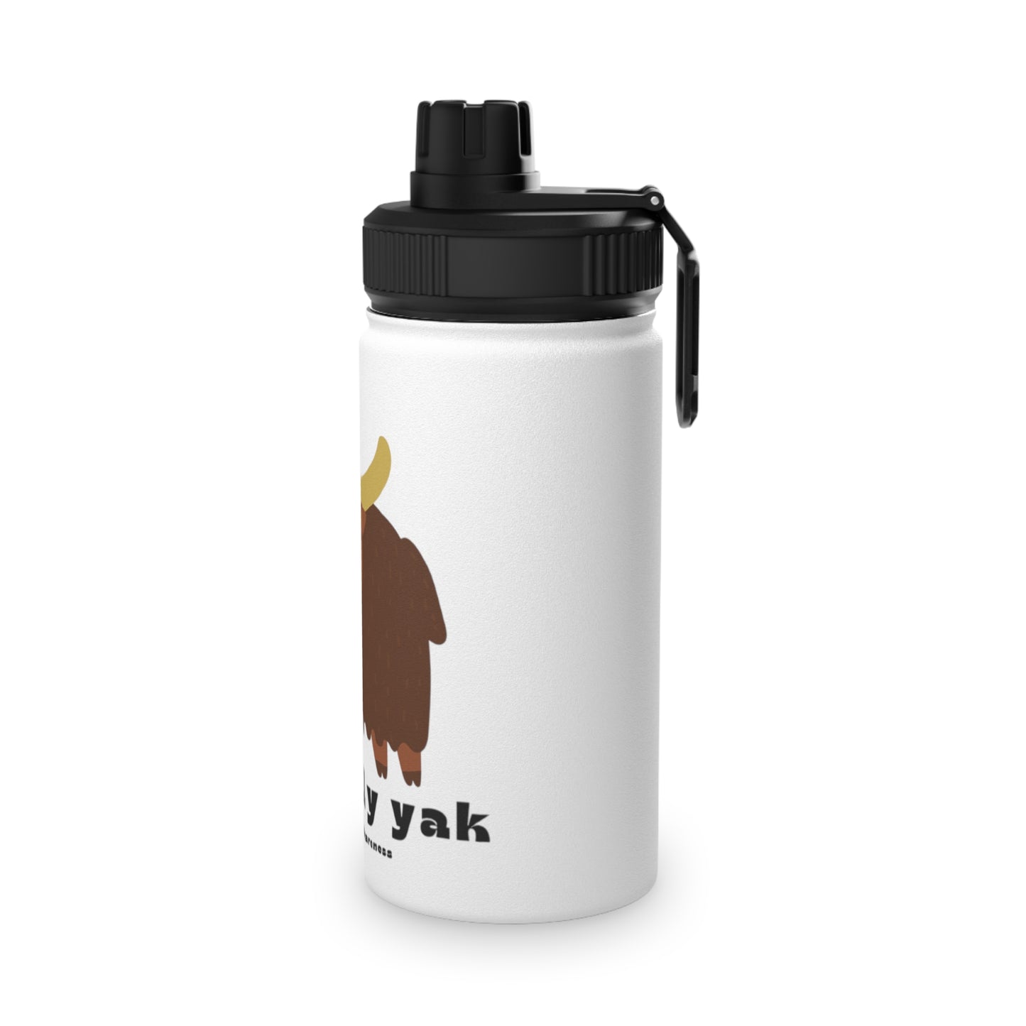 Water Bottle - Cute Silly Yak with Pink Bow Design