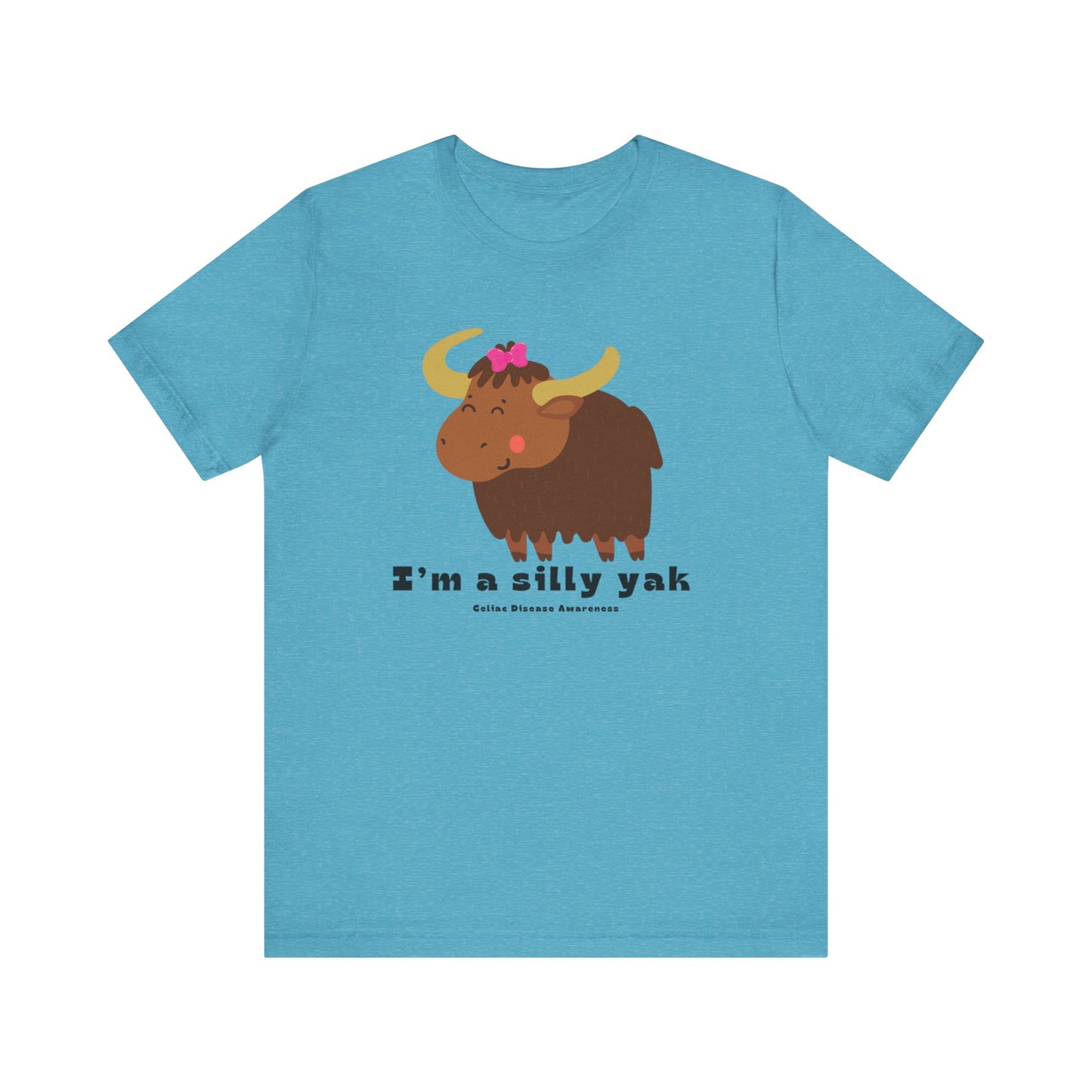 Celiac Awareness Tee with Silly Yak and Pink Bow