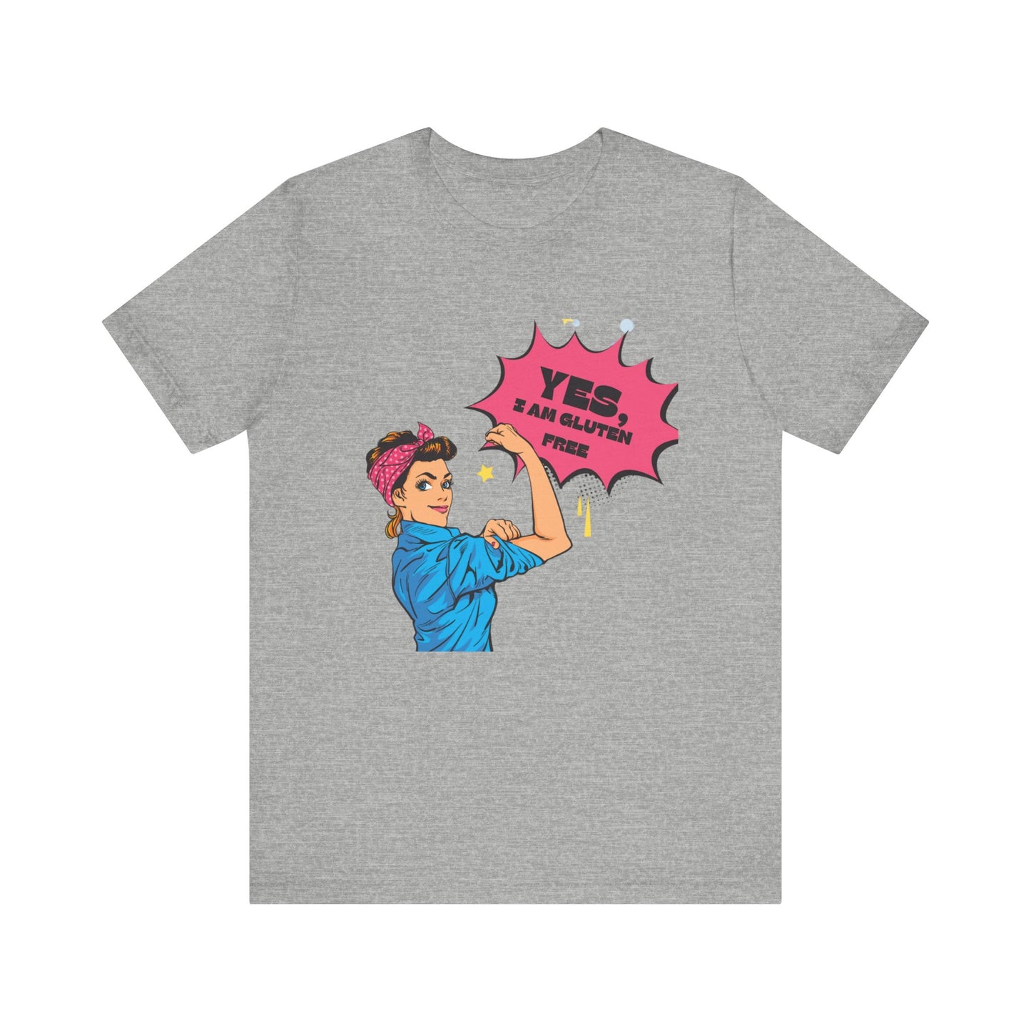 Front view of Retro Woman Gluten Free tee in athletic heather