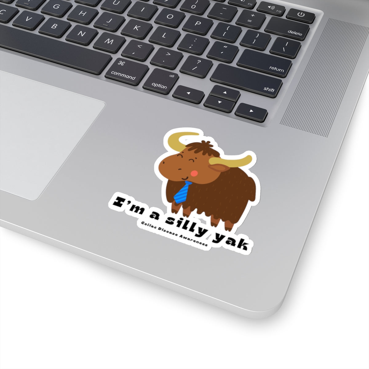 Silly Yak Celiac Awareness Stickers with Blue Tie