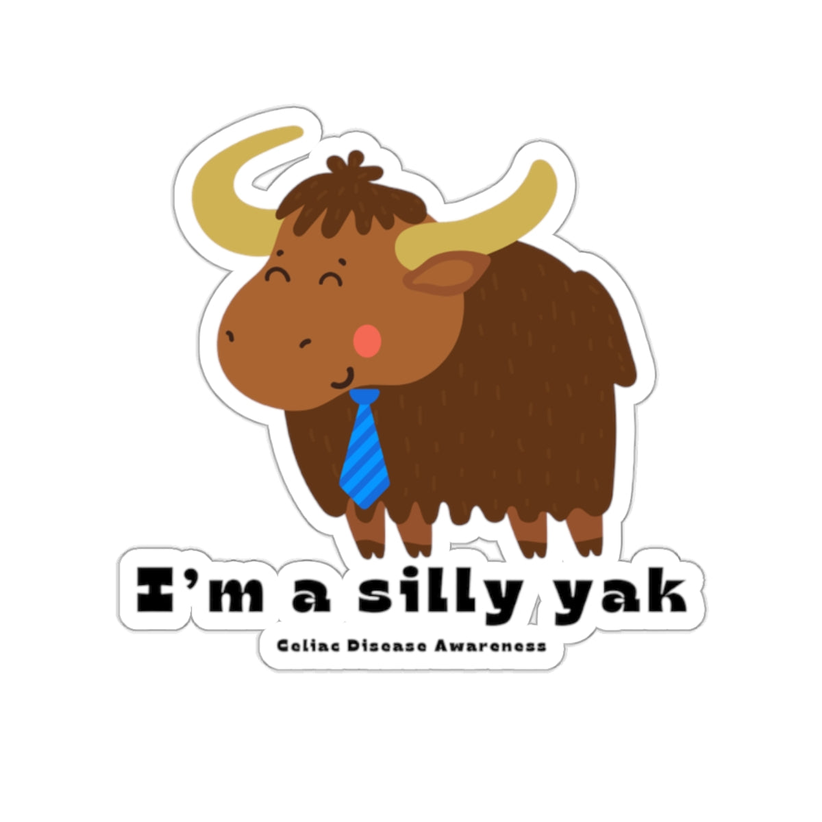 Silly Yak Celiac Awareness Stickers with Blue Tie