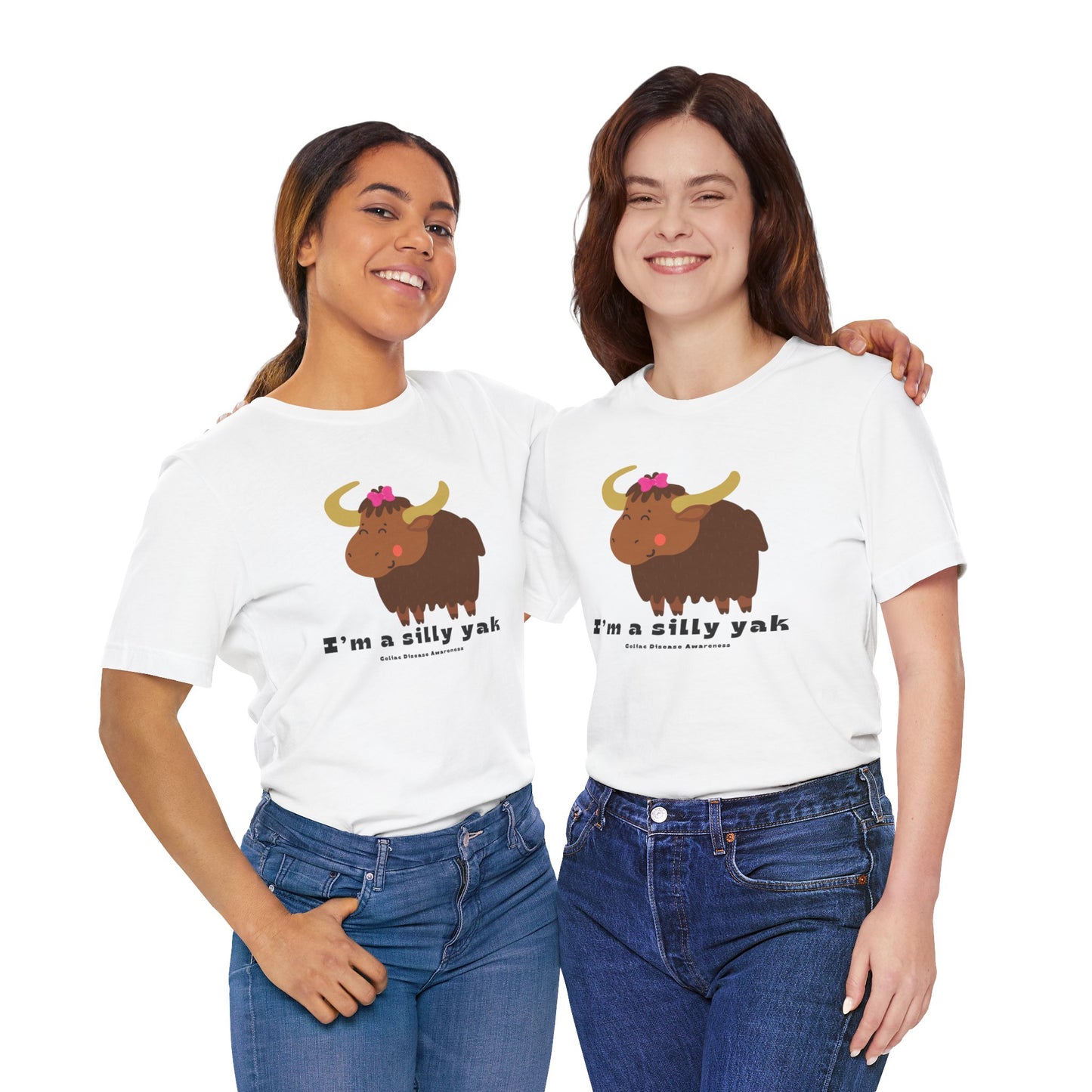 Celiac Awareness Tee with Silly Yak and Pink Bow