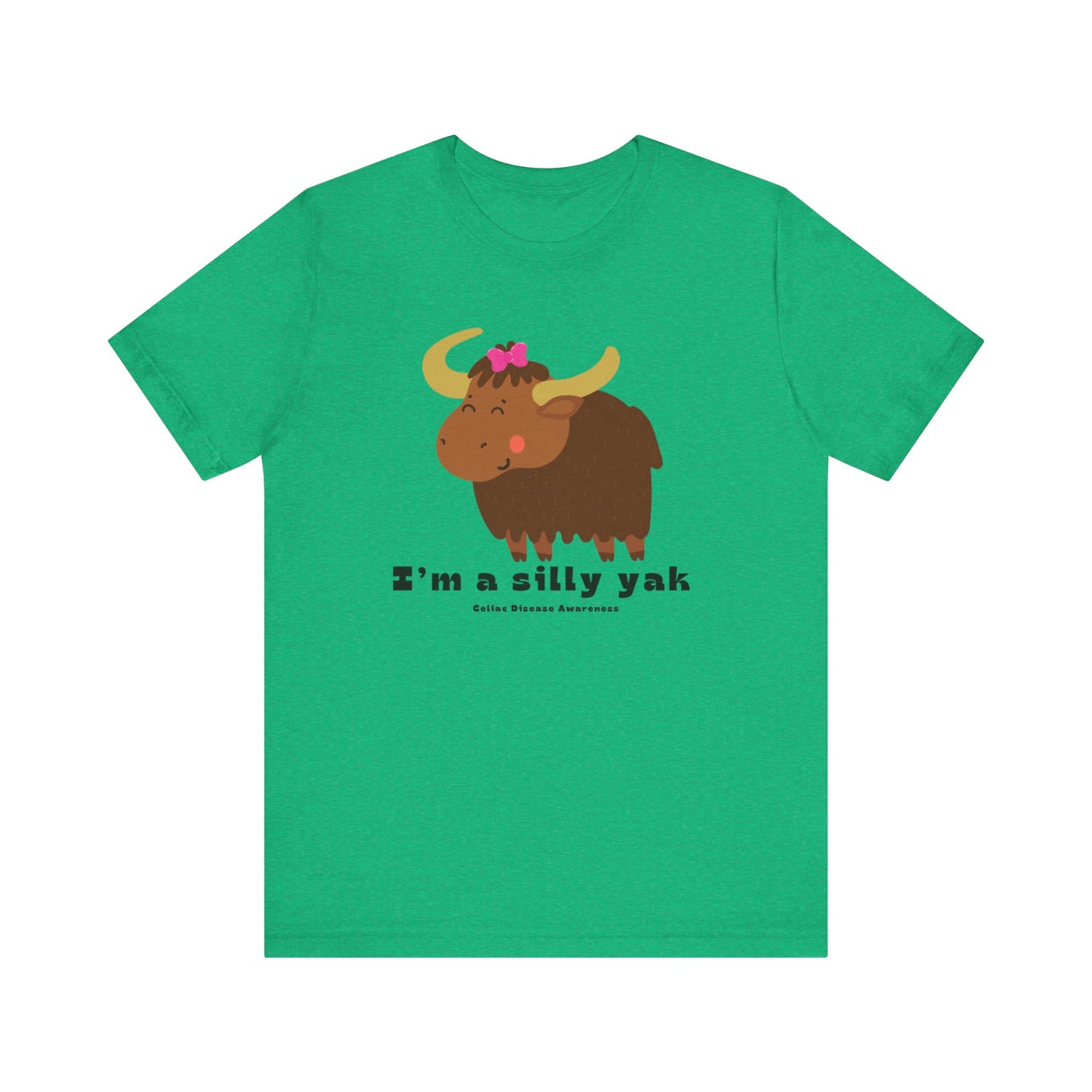 Celiac Awareness Tee with Silly Yak and Pink Bow