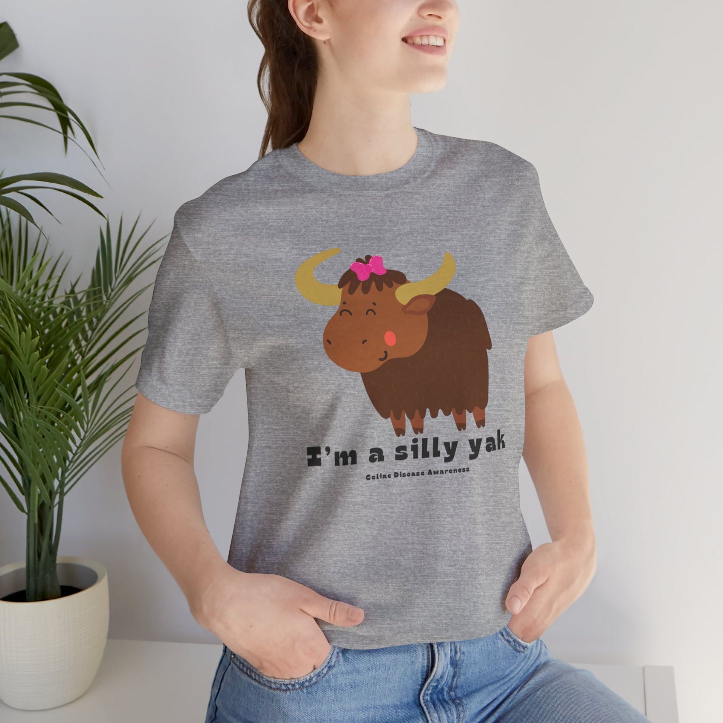 Celiac Awareness Tee with Silly Yak and Pink Bow