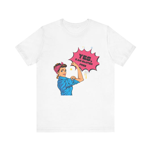 Front view of Retro Woman Gluten Free tee in white