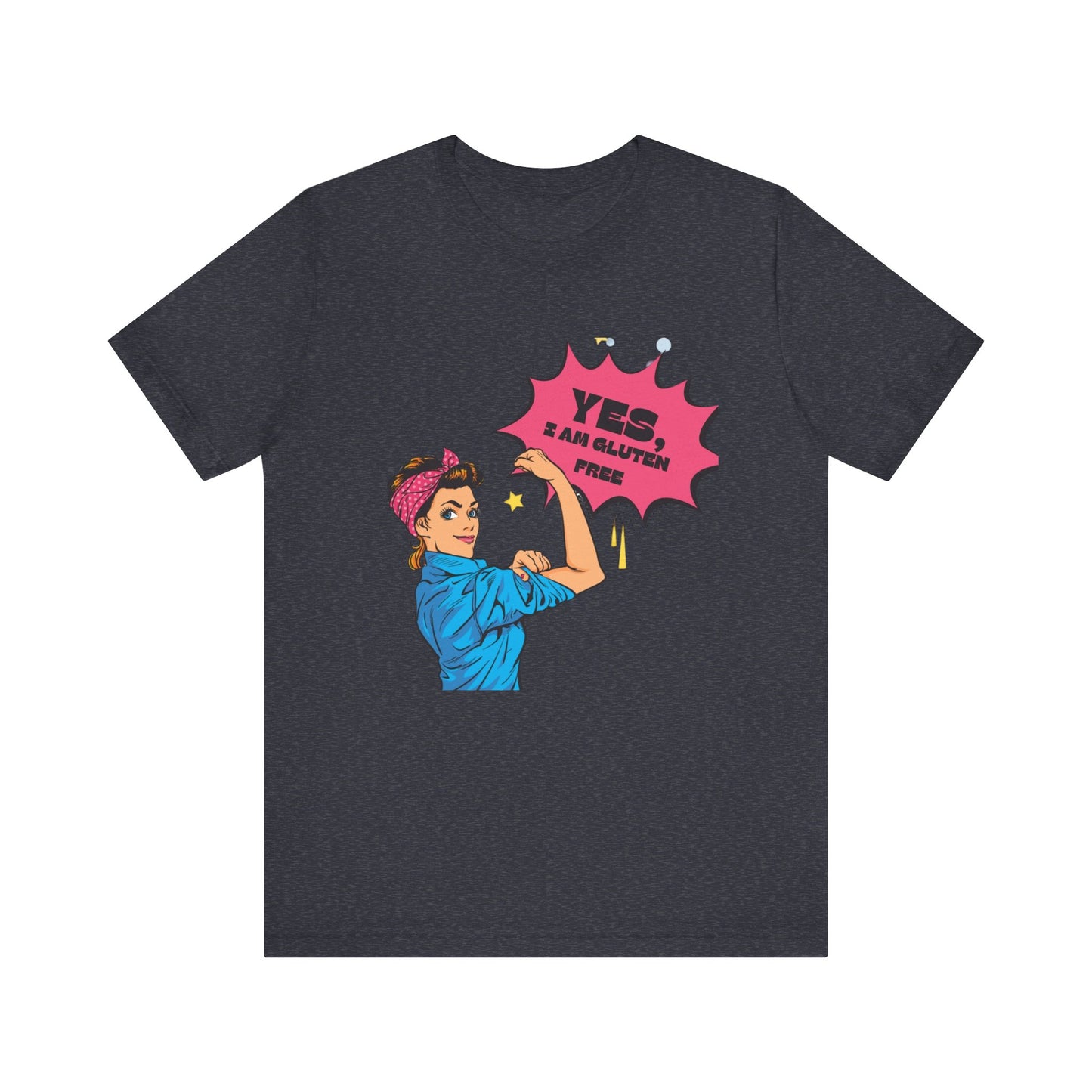 Front view of Retro Woman Gluten Free tee in navy