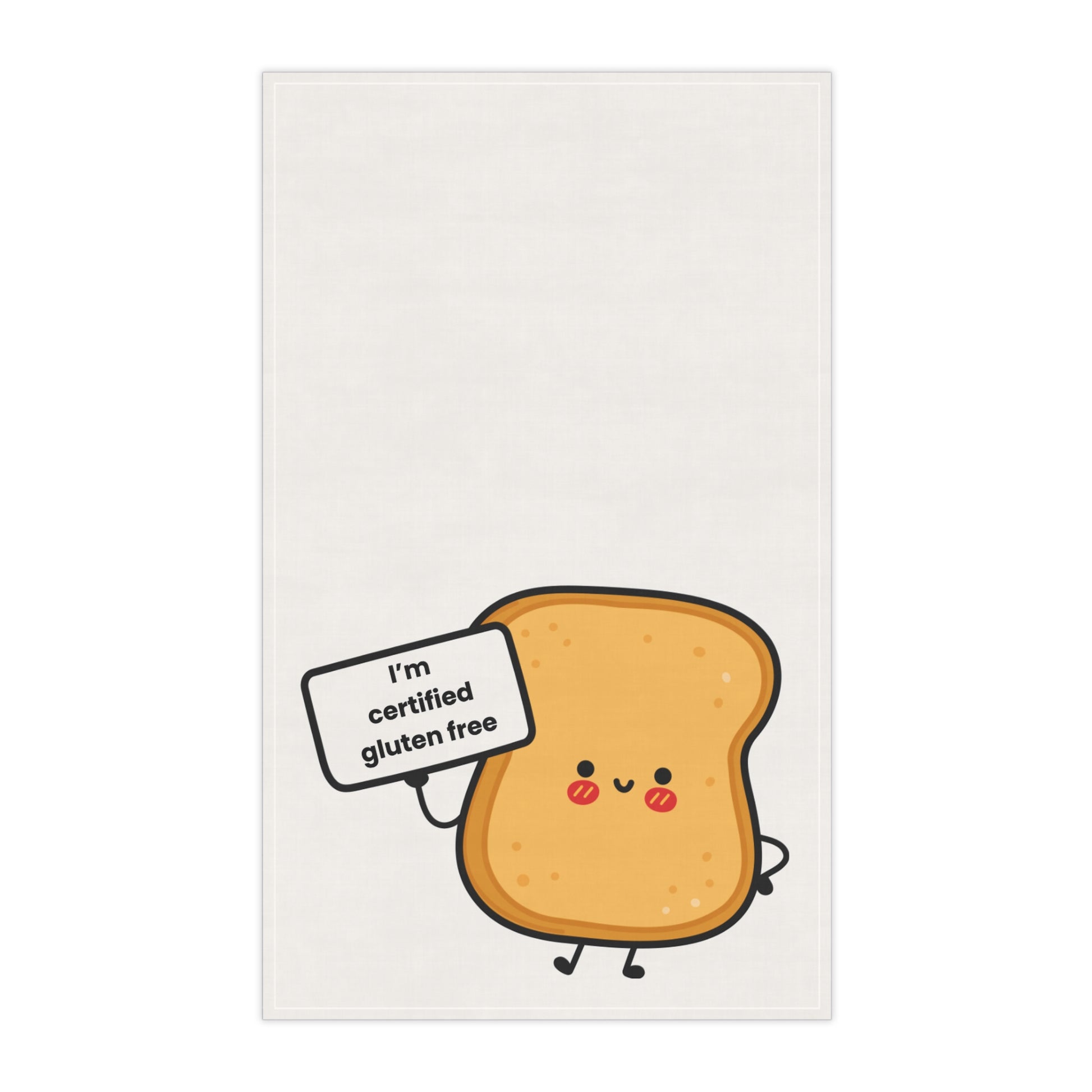 Cute Gluten Free Toast Kitchen Tea Towel - Front View